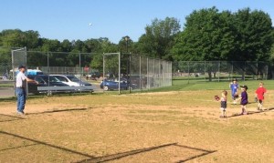 Grandkids playing catch with Papa