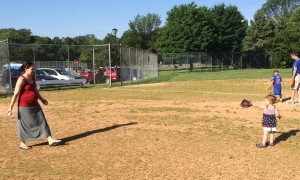 April and Madiana playing catch