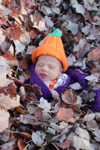 Gretchen "playing" in the leaves