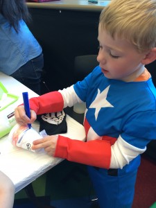 Captain America (Brecken) doing crafts