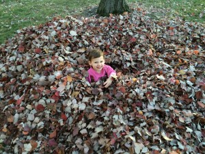 Madiana playing in the leaves