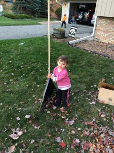 Madiana helped rake the leaves