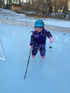 Madiana is all ready with her hockey stick as well