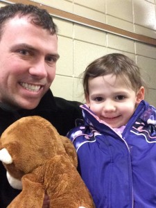 Madiana and I were excited to watch the parade. Note Madiana brought her own Bear along