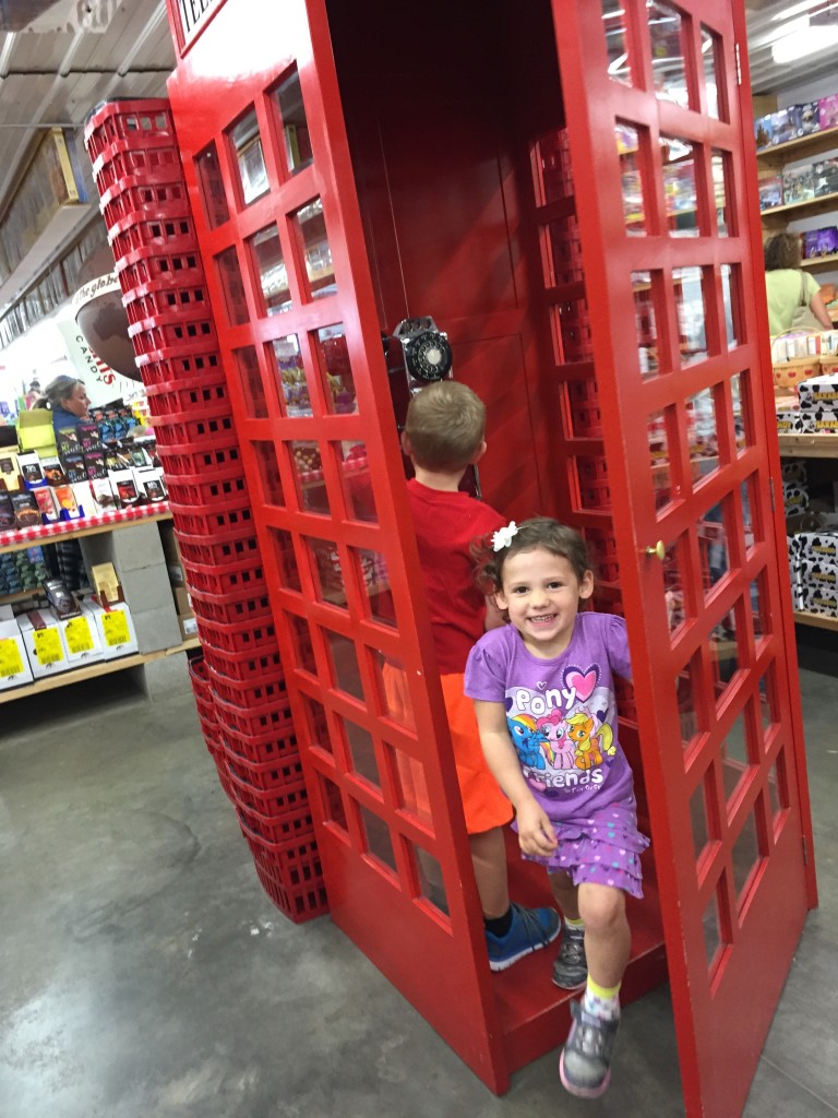 Madiana having fun in the phone booth